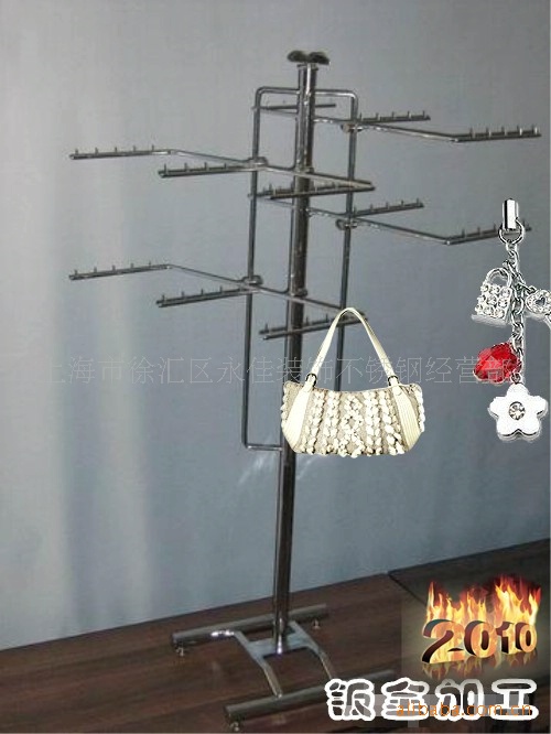 供应不锈钢商场服装道具 挂衣架 中岛 挂包架
