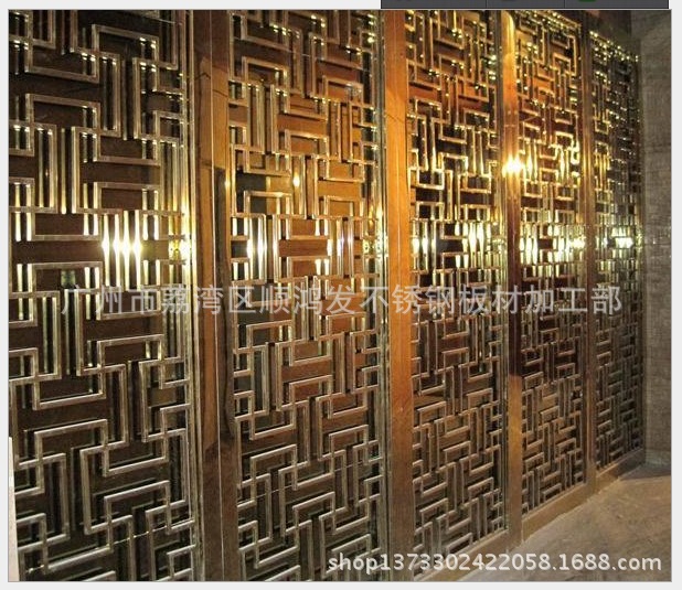 激光切割加工,不锈钢.铝板.铜板新型艺术屏风,酒店企业镂空饰品