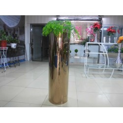 酒店大堂装饰摆件，家居不锈钢精品商场装饰品，会议厅玫瑰金花筒