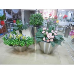 定做酒店企业市政大堂绿化不锈钢花瓶，不锈钢花盆，桂林花坛组合