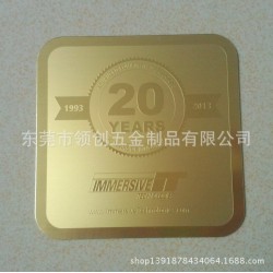 精雕机雕刻铜牌 喷油拉丝黄铜牌 可丝印刻字