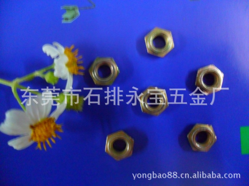 供应M6镀彩锌塑胶装嵌六角螺母