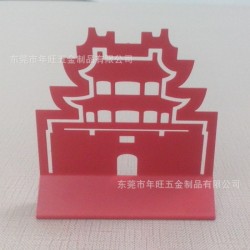 低价订做 建筑物书立 铁质喷漆上色书档 L型折弯镂空书靠