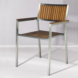 户外不锈钢+木椅，厂家供应定做休闲椅子 佛山顺德家具