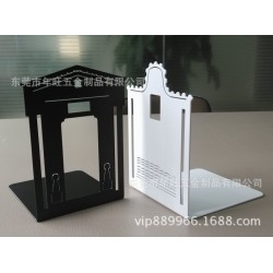 线切割铁喷粉书立 不锈钢拉丝书立 合金压铸书立 金属书立定做
