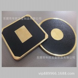 （多款现模供选）铜电镀贴皮杯垫 不锈钢镭雕杯垫 阳极氧化杯垫