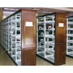 复柱双面书架（钢木） 图书馆书架