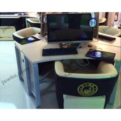 网吧效果图 网吧蜂巢桌 三人位网咖桌