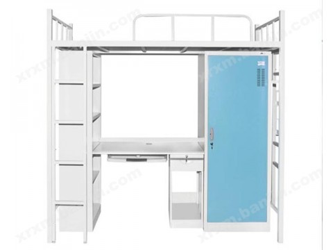 学生公寓床 组合床上下铺铁床 宿舍床 带柜子书架一体上床下桌