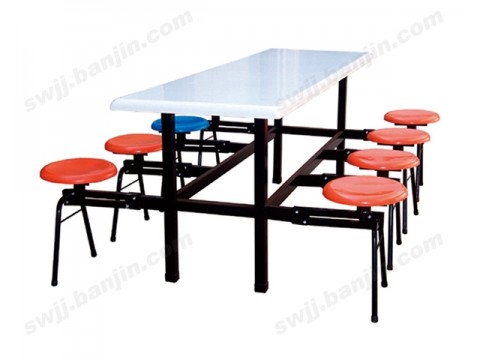 学生食堂餐桌椅组合 8人位快餐桌餐椅 玻璃钢餐桌 快餐店桌椅