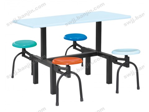 厂家直销食堂餐桌椅 肯德基餐桌椅 批发连体餐椅组合一桌四椅