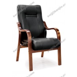 会议室椅子四脚实木办公椅 带扶手靠背椅简约凳子