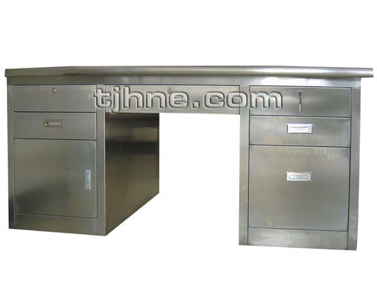 天津海诺尔铁柜不锈钢制品 办公桌 组合铁皮桌 不锈钢电脑桌