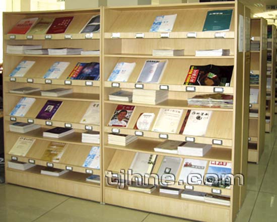 天津海诺尔铁柜直销钢制双柱双面书架 图书展示架