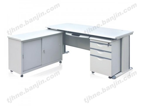 钢制办公桌 L型电脑桌 主管桌 活动柜主机托组合单人电脑桌