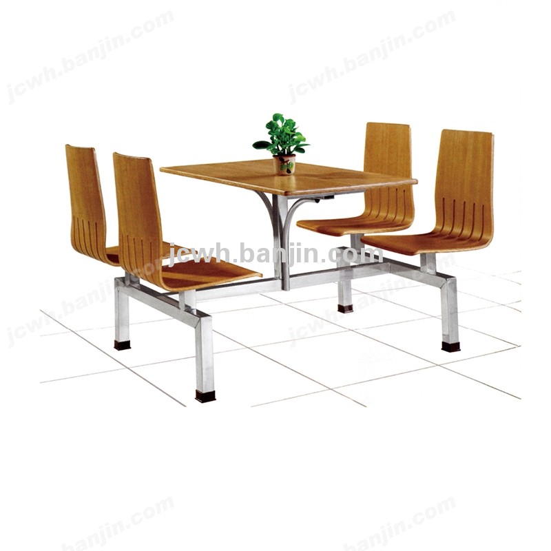 不锈钢多层板连体餐桌椅