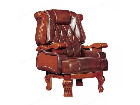 实木老板椅 真皮四脚椅 大班椅
