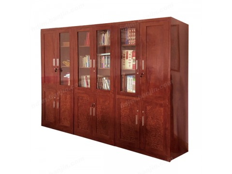 现代简约组合带门书橱 玻璃门书柜 双单门带锁