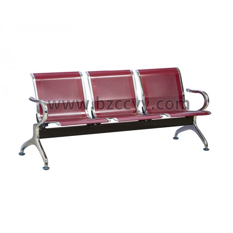E15 钢板冲孔高级镀铬候诊椅（红色）