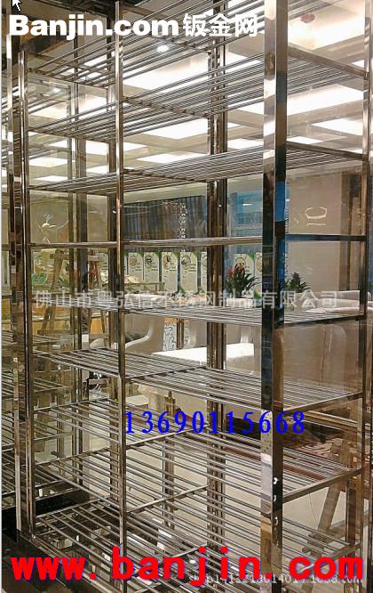 酒柜 酒店不锈钢酒柜 玫瑰金镜面红酒不锈钢展示架厂家定做