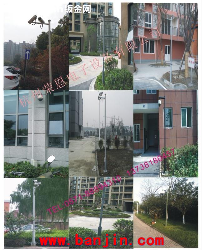 订制非标横臂立杆，圆弧臂监控摄像头支架，小区马路探头立杆