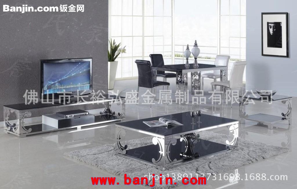 简约 时尚 办公室不锈钢茶几 家具 装饰加工