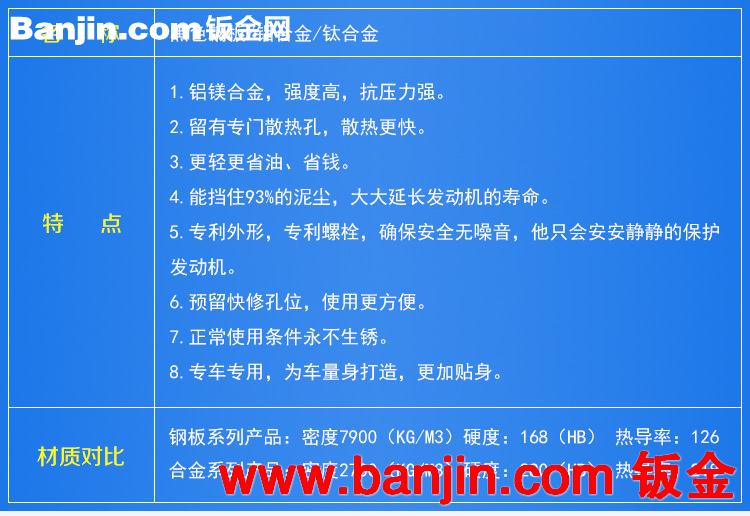 厂家直销大众朗逸铝合金发动机防护板 高档美观车底防撞防水护板