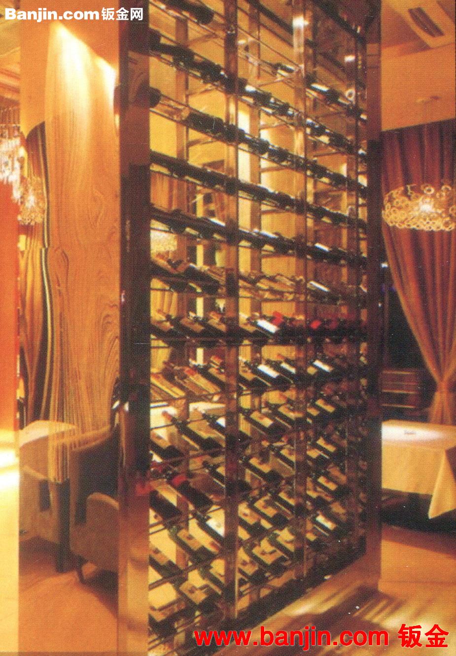 不锈钢红酒架 酒吧会所钛金不锈钢红酒展示架 可定做
