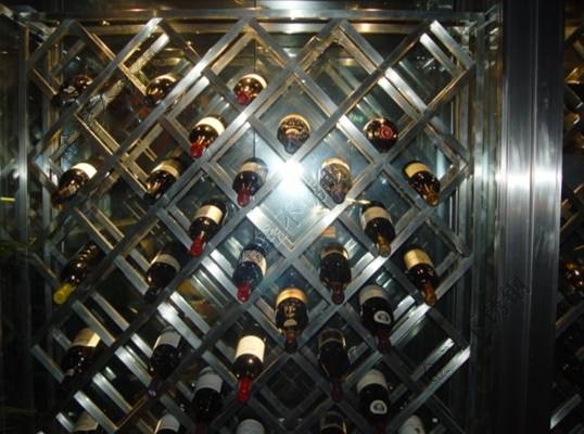 不锈钢红酒架 酒吧会所钛金不锈钢红酒展示架 可定做