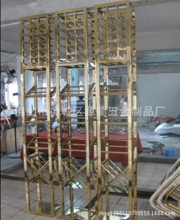 东北菜馆大厅不锈钢装饰 不锈钢酒架 餐厅酒店不锈钢定做