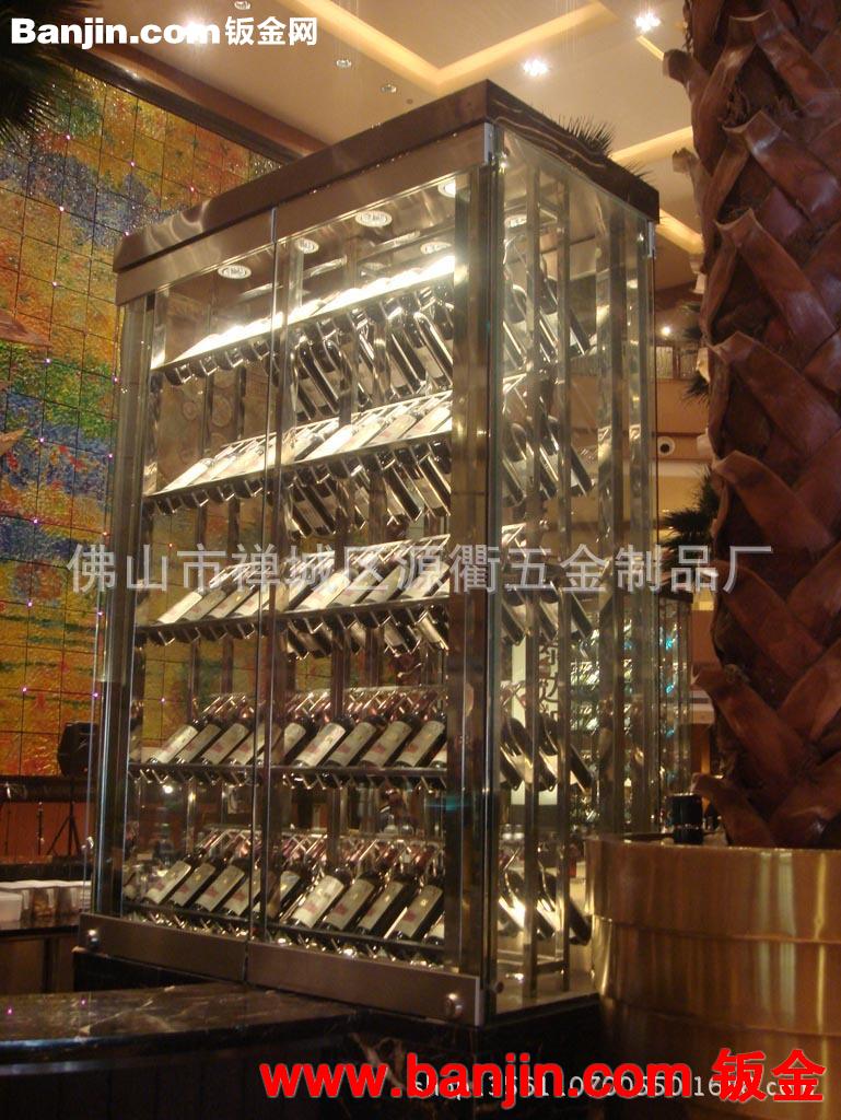 东北菜馆大厅不锈钢装饰 不锈钢酒架 餐厅酒店不锈钢定做