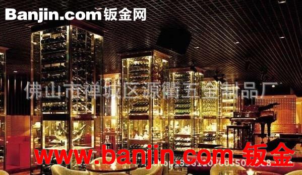 北京私人会所不锈钢酒架 高档葡萄酒架 玫瑰金不锈钢红酒架