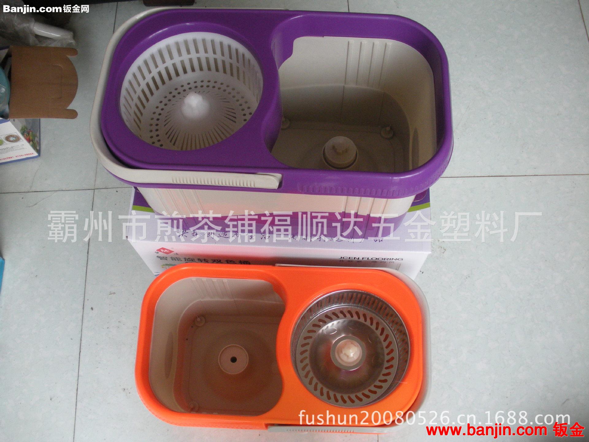 霸州厂家直销手压旋转甩水拖把最新款双色方桶
