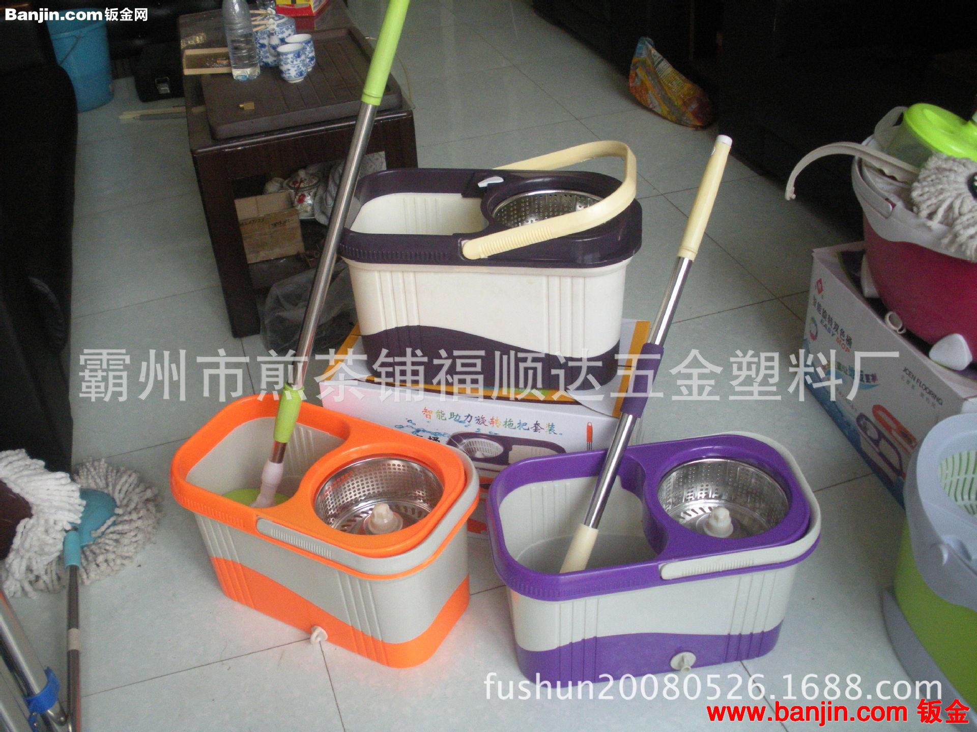 霸州厂家直销手压旋转甩水拖把最新款双色方桶