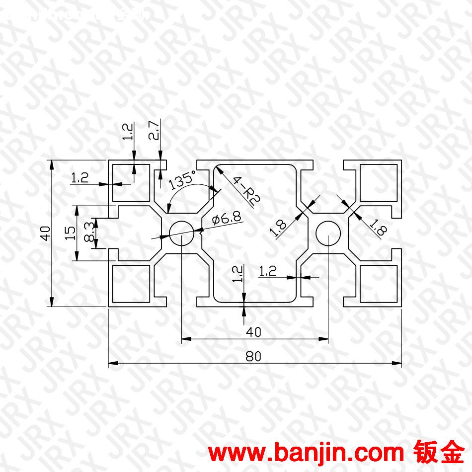 东莞铝型材厂家直销 4080氧化轻型铝型材 机架专用铝型材