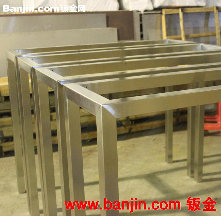 不锈钢高档拉丝面酒吧桌 现代不锈钢家具定制 不锈钢大理石餐桌