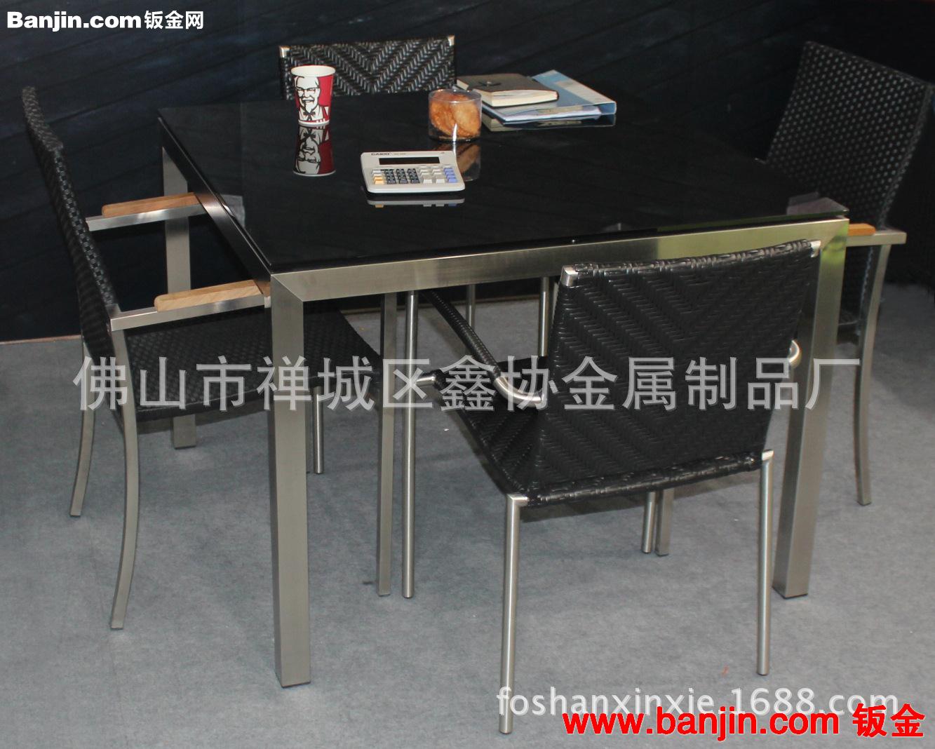 厂家直销户外家具缅甸柚木实木家具不锈钢实木桌椅组合柚木家具