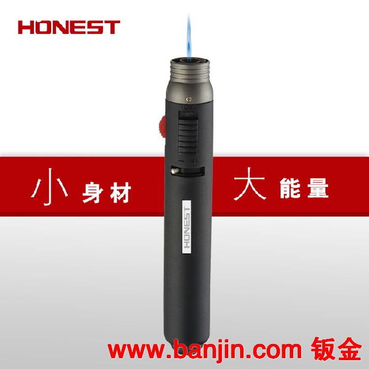 正品百诚HONEST打火机 笔式双火 防风打火机喷火 503充气打火机