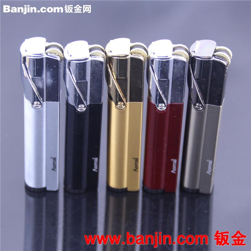 AM322头盖翻开定火 创意金属砂轮直冲打火机 礼品广告打火机定制