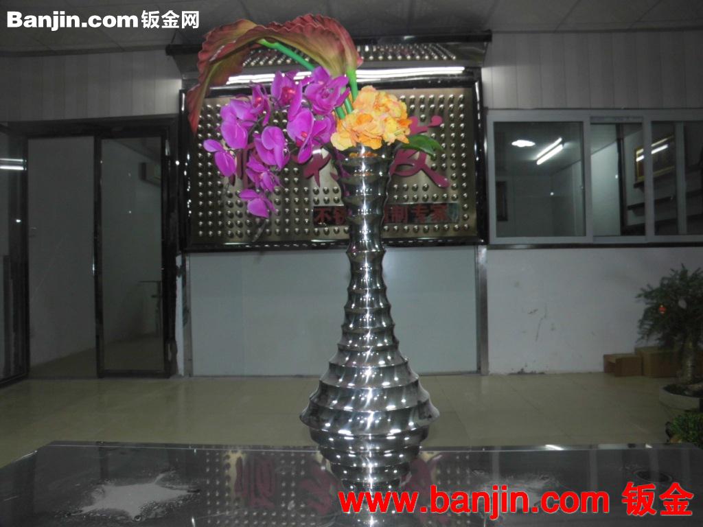 现代酒店不锈钢花钵，插花器，企业大堂多彩风水球，广场景点饰品