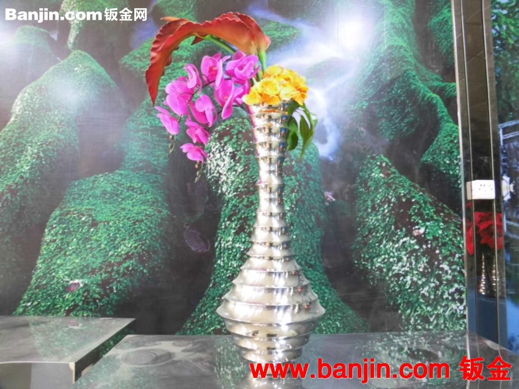 现代酒店不锈钢花钵，插花器，企业大堂多彩风水球，广场景点饰品