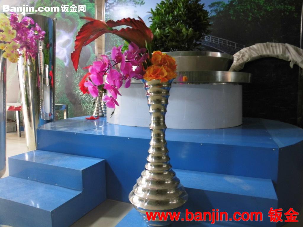 现代酒店不锈钢花钵，插花器，企业大堂多彩风水球，广场景点饰品