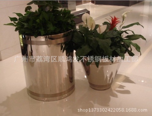 现代酒店不锈钢花钵，插花器，企业大堂多彩风水球，广场景点饰品