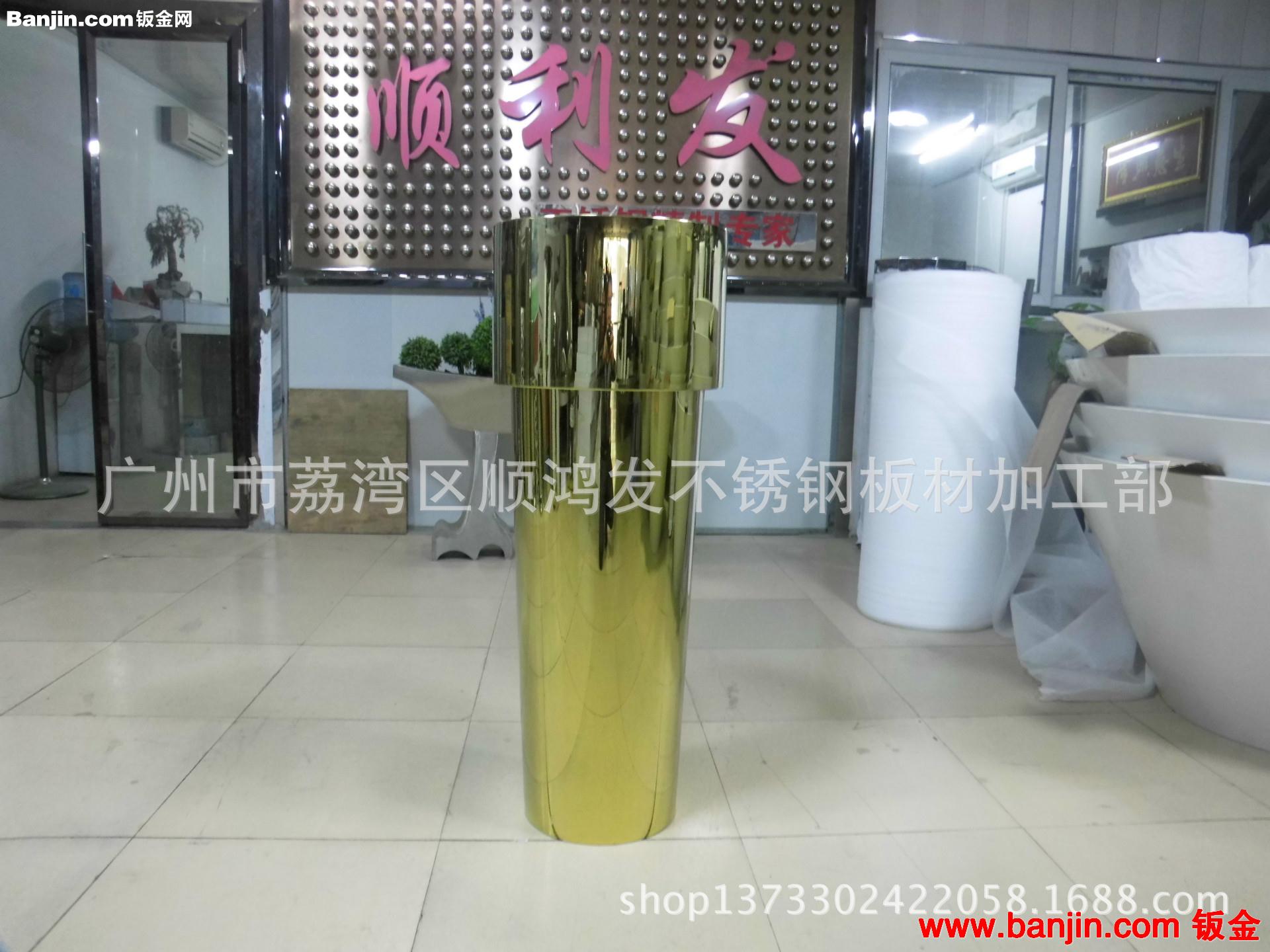 定做不锈钢镜面装饰花筒，酒店企业迎宾绿化花筒，房地产展厅花筒