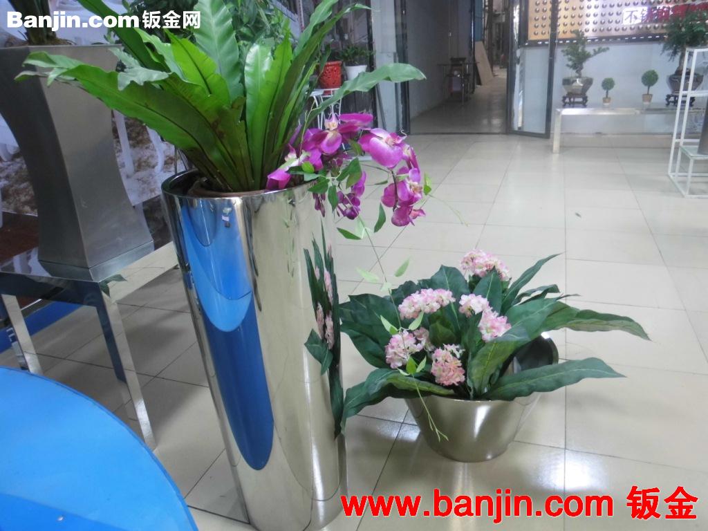 定做大厅圆直筒不锈钢花盆，酒店前台不锈钢花瓶，房地产展厅花筒