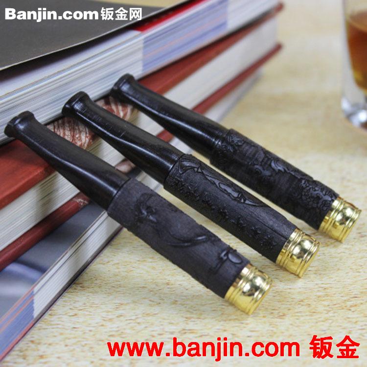 精品高档烟嘴 全木精雕 黑檀拉杆过滤烟嘴 木质烟具烟嘴礼品批发