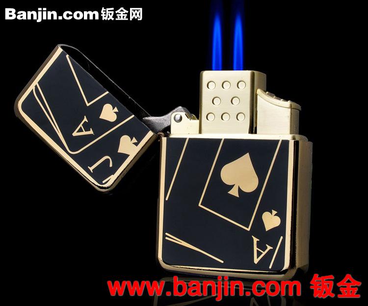 ZIPPO类创意防风双直冲打火机 充气打火机 金属煤油气体打火机