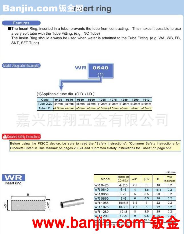 PISCO 插入环 WR0425 现货供应