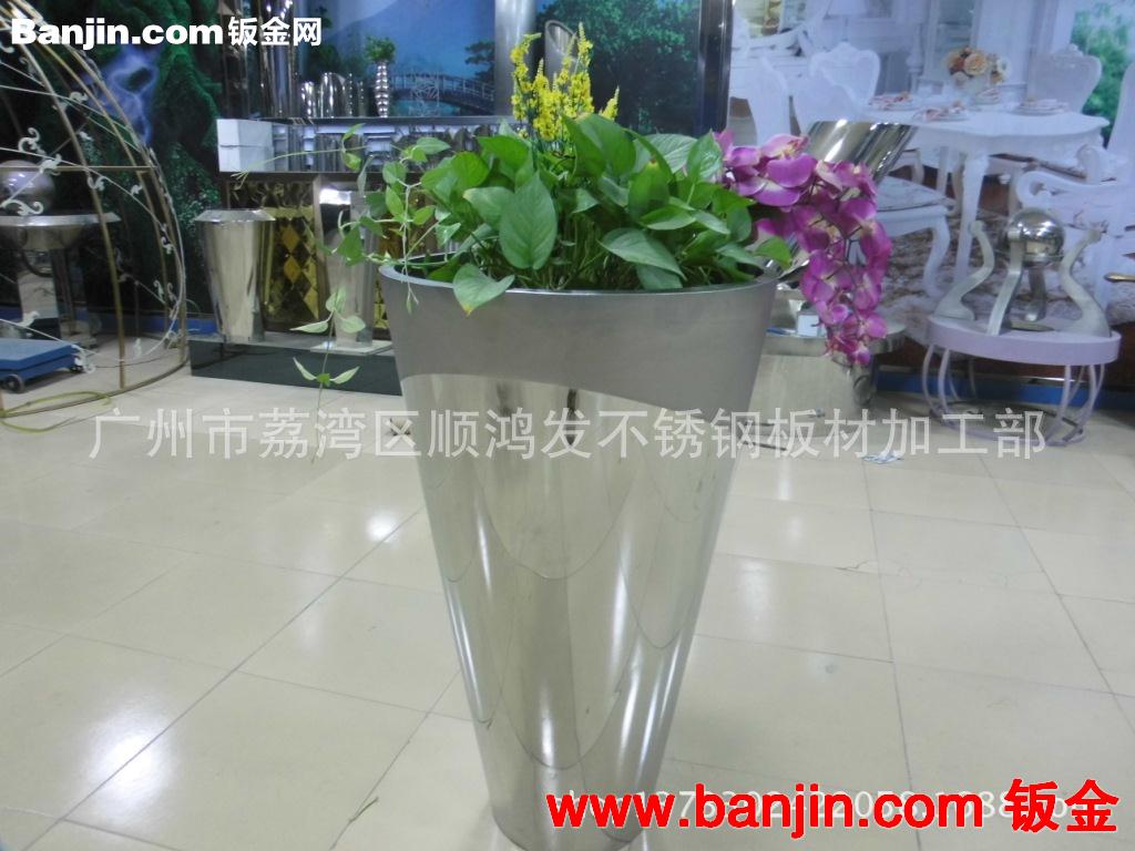 酒店不锈钢艺术花盆，商场租摆花瓶 ，市政企业异形不锈钢摆件