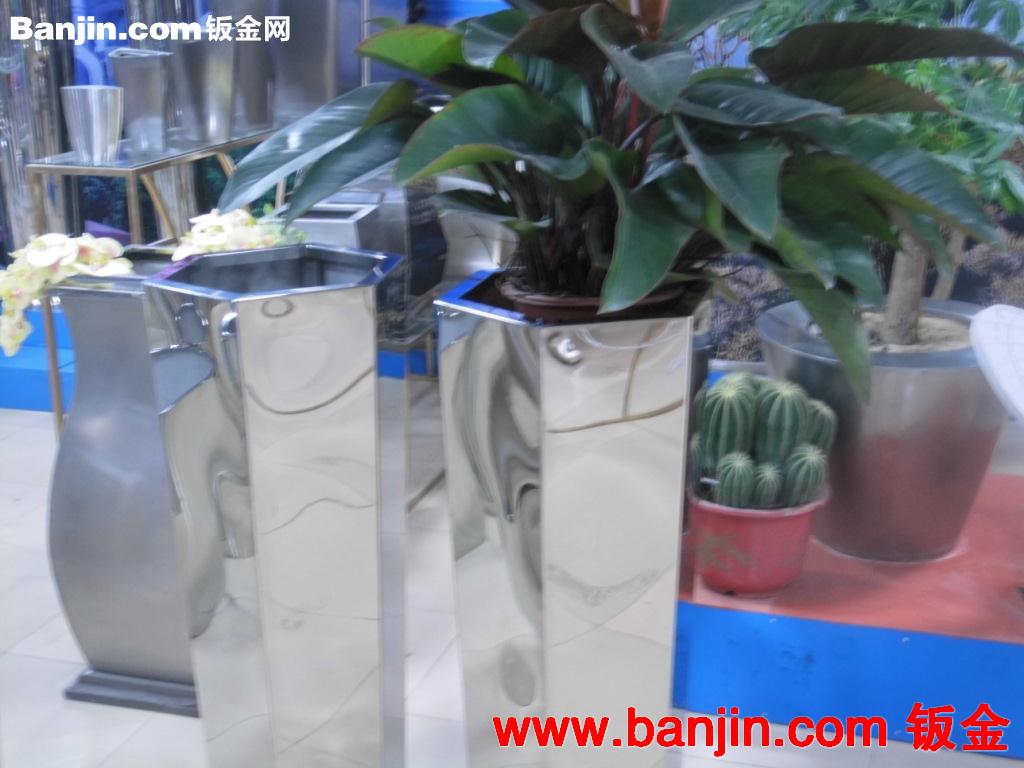 酒店大堂装饰摆件，家居不锈钢精品商场装饰品，会议厅玫瑰金花筒